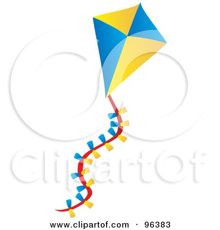 Royalty-Free (RF) Clipart Illustration of a Colorful Kite Flying In The Wind - 5 by Rasmussen Images