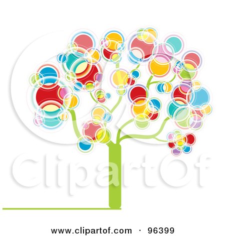 Royalty-Free (RF) Clipart Illustration of a Tree Made Of Rainbow Colored Bubbles Or Circles by MilsiArt