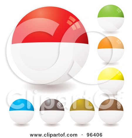 Royalty-Free (RF) Clipart Illustration of a Digital Collage Of Round Half White, Half Colored App Icon Buttons by michaeltravers