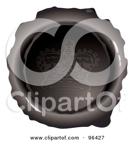 Royalty-Free (RF) Clipart Illustration of a Black Wax Stamp Design With A Crown by michaeltravers