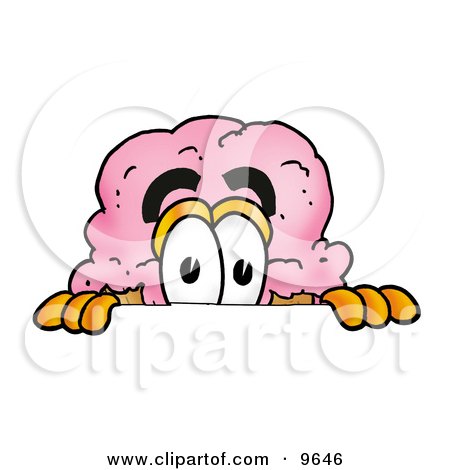 Clipart Picture of an Ice Cream Cone Mascot Cartoon Character Peeking Over a Surface by Mascot Junction