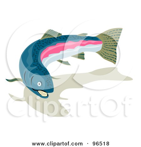 Royalty-Free (RF) Clipart Illustration of a Swimming Rainbow Trout With A Shadow by patrimonio