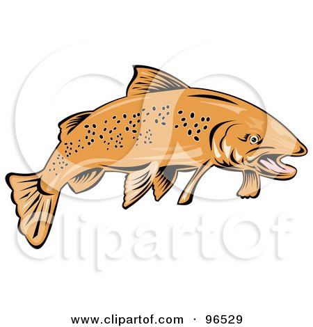Royalty-Free (RF) Clipart Illustration of a Speckled Brown Trout Fish by patrimonio