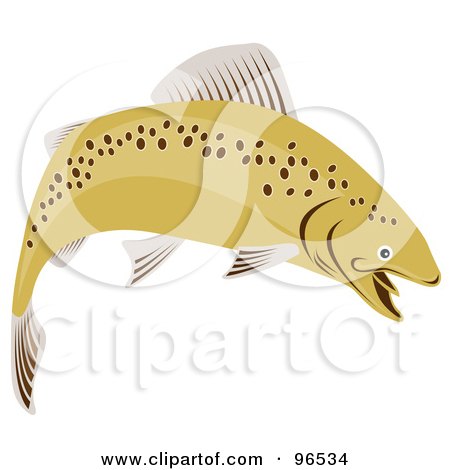 Royalty-Free (RF) Clipart Illustration of a Brown Trout With Spots by patrimonio