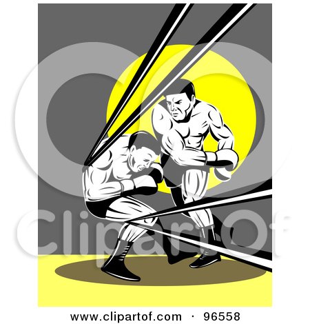 Royalty-Free (RF) Clipart Illustration of Boxers In A Ring - 1 by patrimonio