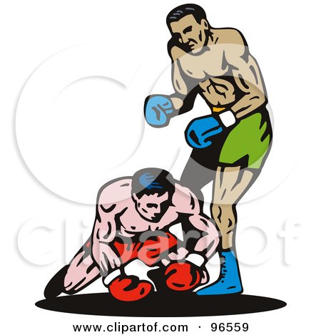 Royalty-Free (RF) Clipart Illustration of Boxers In A Ring - 2 by patrimonio