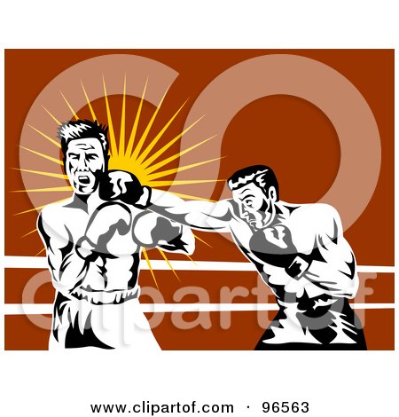 Royalty-Free (RF) Clipart Illustration of Boxers In A Ring - 4 by patrimonio