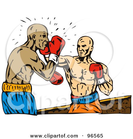 Royalty-Free (RF) Clipart Illustration of Boxers In A Ring - 6 by patrimonio