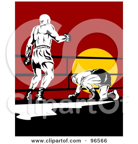 Royalty-Free (RF) Clipart Illustration of Boxers In A Ring - 7 by patrimonio