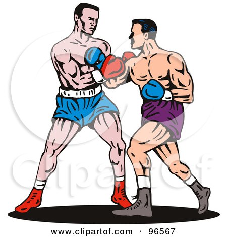 Royalty-Free (RF) Clipart Illustration of Boxers In A Ring - 8 by patrimonio