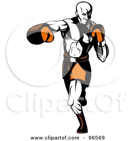 Royalty-Free (RF) Clipart Illustration of a Punching Boxer Running by patrimonio
