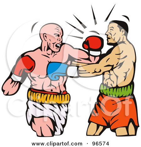 Royalty-Free (RF) Clipart Illustration of Boxers In A Ring - 13 by patrimonio