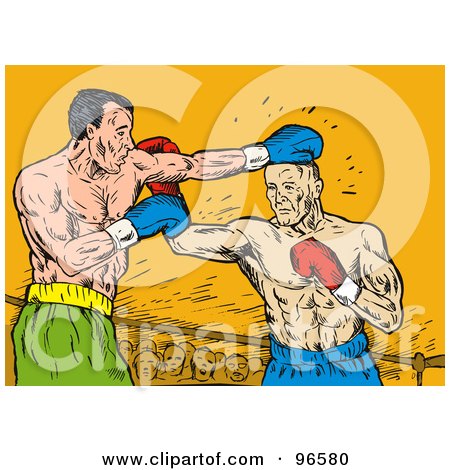 Royalty-Free (RF) Clipart Illustration of Boxers In A Ring - 19 by patrimonio