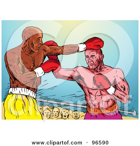 Royalty-Free (RF) Clipart Illustration of Boxers In A Ring - 28 by patrimonio