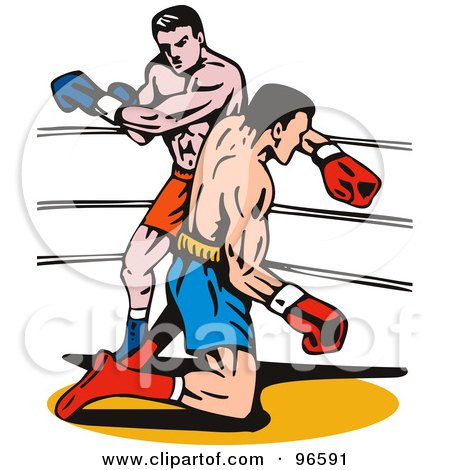 Royalty-Free (RF) Clipart Illustration of Boxers In A Ring - 29 by patrimonio