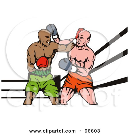 Royalty-Free (RF) Clipart Illustration of Boxers In A Ring - 40 by patrimonio