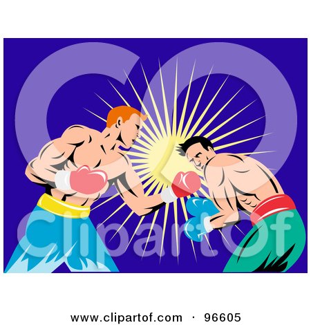 Royalty-Free (RF) Clipart Illustration of Boxers In A Ring - 42 by patrimonio