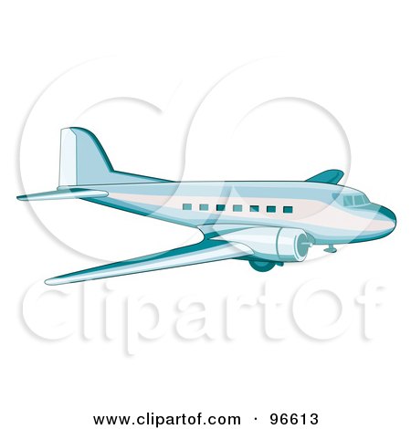 Royalty-Free (RF) Clipart Illustration of a Commercial Airplane In Flight - 4 by patrimonio