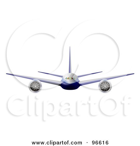 Royalty-Free (RF) Clipart Illustration of a Commercial Airplane In Flight - 7 by patrimonio