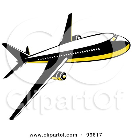 Royalty-Free (RF) Clipart Illustration of a Commercial Airplane In Flight - 8 by patrimonio