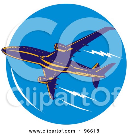 Royalty-Free (RF) Clipart Illustration of a Commercial Airplane In Flight - 9 by patrimonio