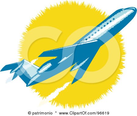 Royalty-Free (RF) Clipart Illustration of a Commercial Airplane In Flight - 10 by patrimonio