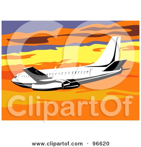 Royalty-Free (RF) Clipart Illustration of a Commercial Airplane In Flight - 11 by patrimonio