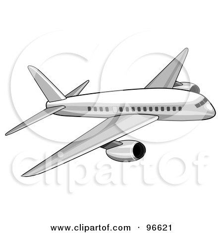 Royalty-Free (RF) Clipart Illustration of a Commercial Airplane In Flight - 12 by patrimonio