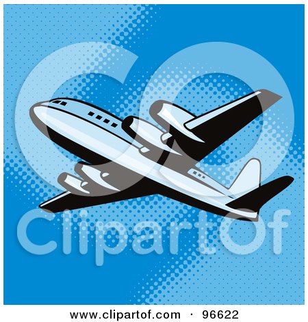 Royalty-Free (RF) Clipart Illustration of a Commercial Airplane In Flight - 13 by patrimonio