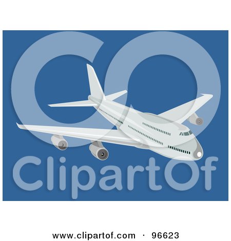 Royalty-Free (RF) Clipart Illustration of a Commercial Airplane In Flight - 14 by patrimonio