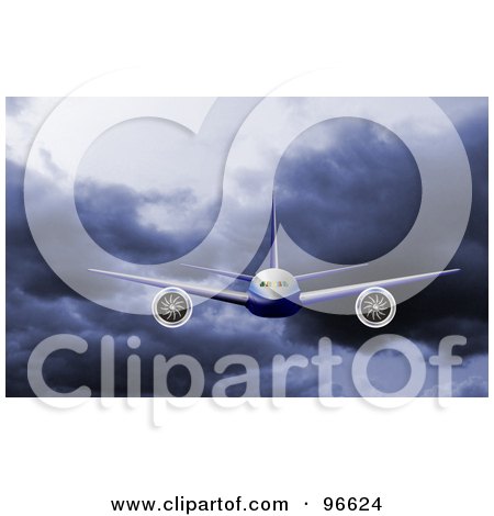 Royalty-Free (RF) Clipart Illustration of a Commercial Airplane In Flight - 15 by patrimonio