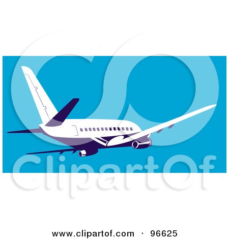 Royalty-Free (RF) Clipart Illustration of a Commercial Airplane In Flight - 16 by patrimonio