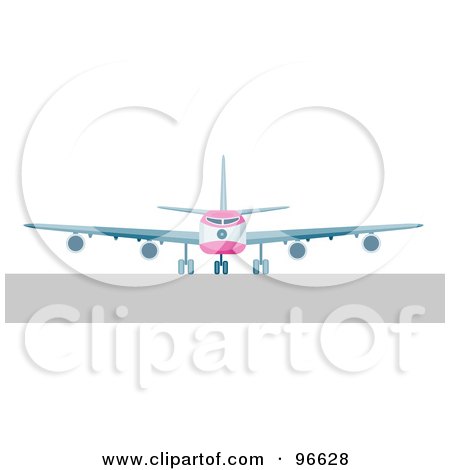 Royalty-Free (RF) Clipart Illustration of a Commercial Airplane On The Tarmac by patrimonio