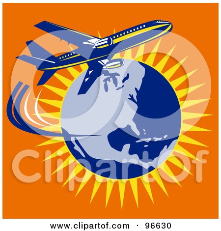 Royalty-Free (RF) Clipart Illustration of a Commercial Airplane In Flight - 20 by patrimonio