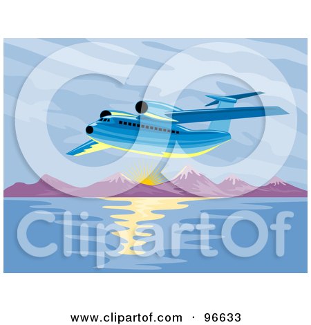 Royalty-Free (RF) Clipart Illustration of a Commercial Airplane In Flight - 22 by patrimonio