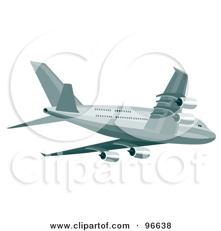 Royalty-Free (RF) Clipart Illustration of a Commercial Airplane In Flight - 25 by patrimonio