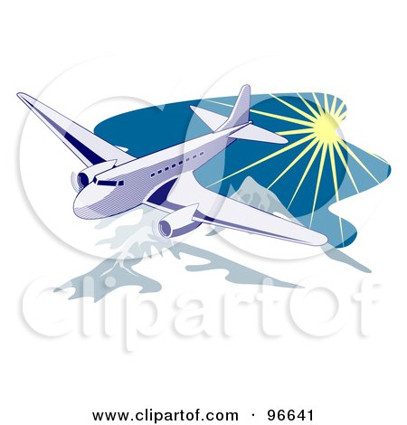 Royalty-Free (RF) Clipart Illustration of a Commercial Airplane In Flight - 28 by patrimonio