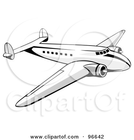 Royalty-Free (RF) Clipart Illustration of a Commercial Airplane In Flight - 29 by patrimonio