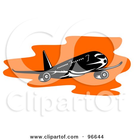 Royalty-Free (RF) Clipart Illustration of a Commercial Airplane In Flight - 31 by patrimonio