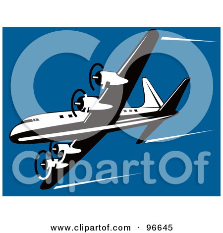Royalty-Free (RF) Clipart Illustration of a Commercial Airplane In Flight - 32 by patrimonio