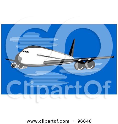 Royalty-Free (RF) Clipart Illustration of a Commercial Airplane In Flight - 33 by patrimonio
