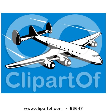Royalty-Free (RF) Clipart Illustration of a Commercial Airplane In Flight - 34 by patrimonio