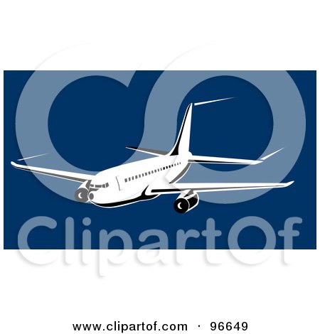 Royalty-Free (RF) Clipart Illustration of a Commercial Airplane In Flight - 36 by patrimonio