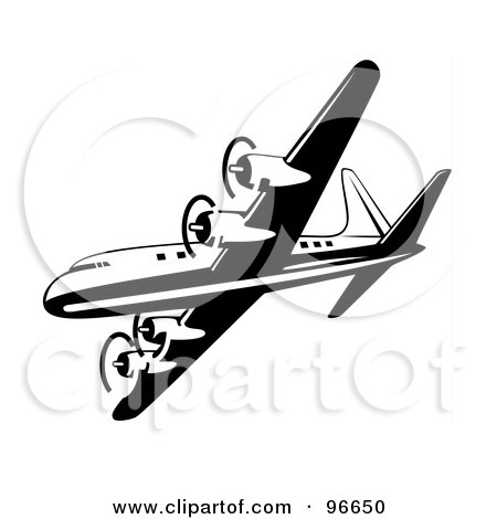 Royalty-Free (RF) Clipart Illustration of a Commercial Airplane In Flight - 37 by patrimonio