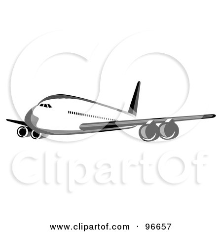 Royalty-Free (RF) Clipart Illustration of a Commercial Airplane In Flight - 42 by patrimonio