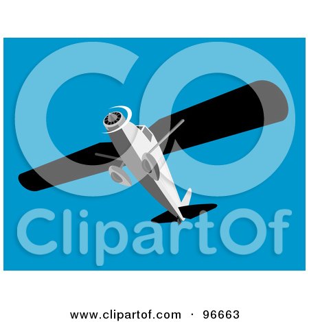 Royalty-Free (RF) Clipart Illustration of a Low Angle View Of A Small Airplane In A Blue Sky by patrimonio