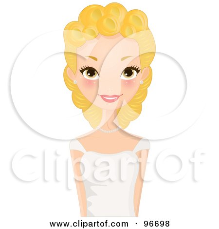 Royalty-Free (RF) Clipart Illustration of a Pretty Blond Woman In A White Dress by Melisende Vector