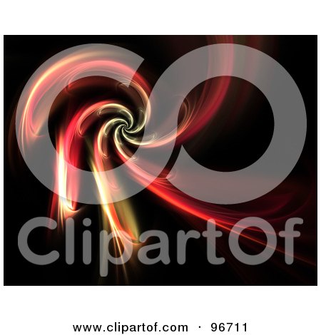 Royalty-Free (RF) Clipart Illustration of a Red And Orange Fiery Fractal Spiral On Black by Arena Creative
