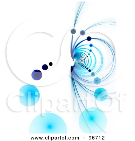 Royalty-Free (RF) Clipart Illustration of a Blue Vortex Of Fractal Rings And Orbs On White by Arena Creative