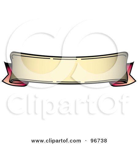 Royalty-Free (RF) Clipart Illustration of a Bottom Curved Red And Tan Blank Banner Tattoo Design by Andy Nortnik